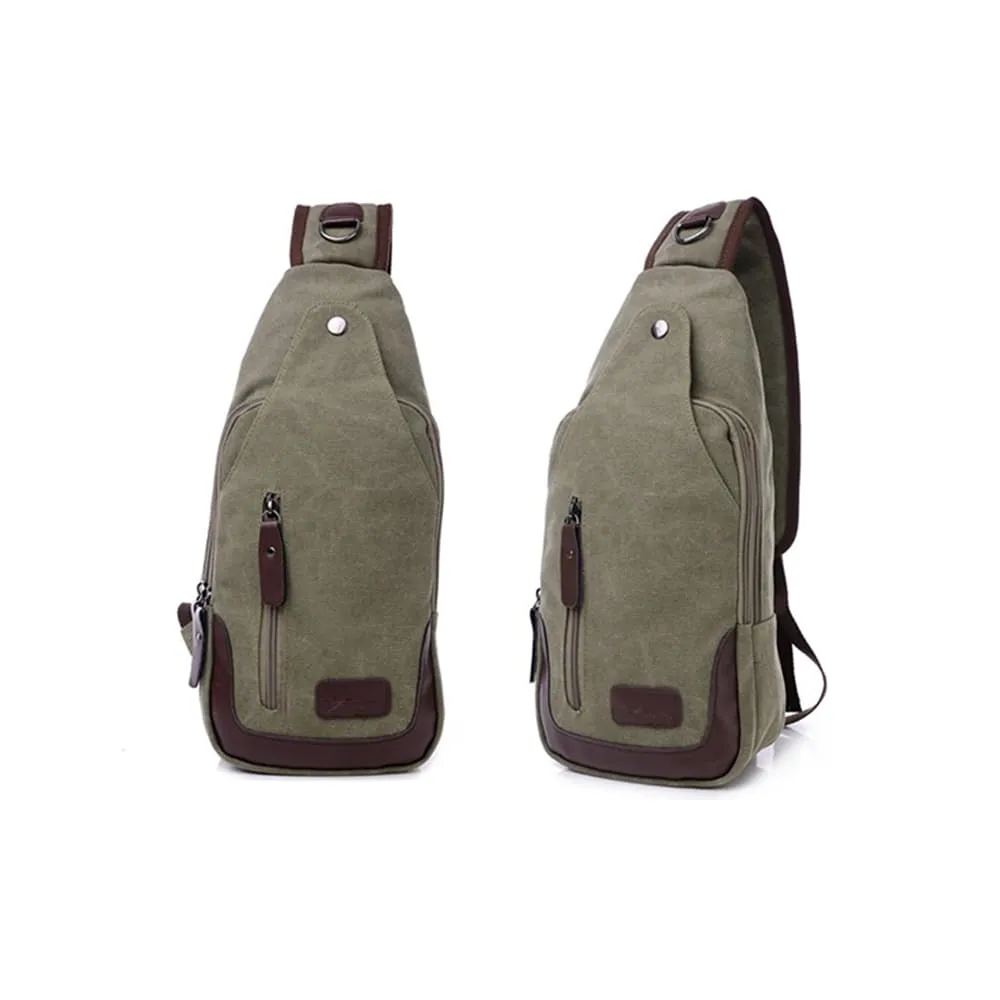 Lightweight Casual Canvas Unbalance Backpack Crossbody Sling Shoulder Bag Chest Bag for Men Women