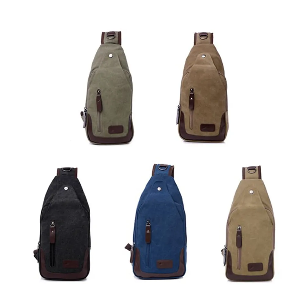 Lightweight Casual Canvas Unbalance Backpack Crossbody Sling Shoulder Bag Chest Bag for Men Women