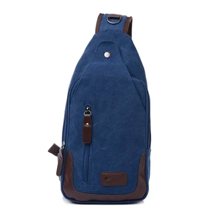 Lightweight Casual Canvas Unbalance Backpack Crossbody Sling Shoulder Bag Chest Bag for Men Women