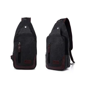 Lightweight Casual Canvas Unbalance Backpack Crossbody Sling Shoulder Bag Chest Bag for Men Women