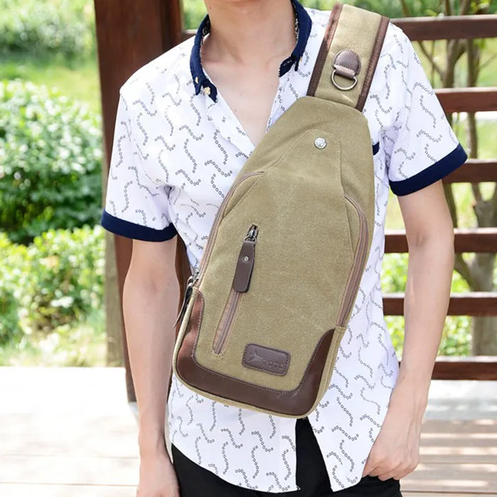 Lightweight Casual Canvas Unbalance Backpack Crossbody Sling Shoulder Bag Chest Bag for Men Women