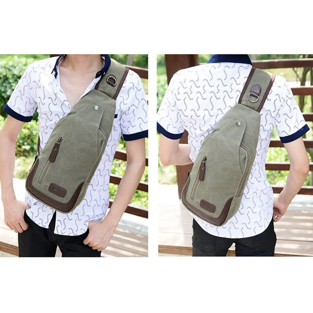 Lightweight Casual Canvas Unbalance Backpack Crossbody Sling Shoulder Bag Chest Bag for Men Women
