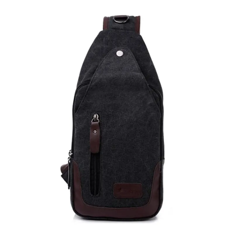 Lightweight Casual Canvas Unbalance Backpack Crossbody Sling Shoulder Bag Chest Bag for Men Women