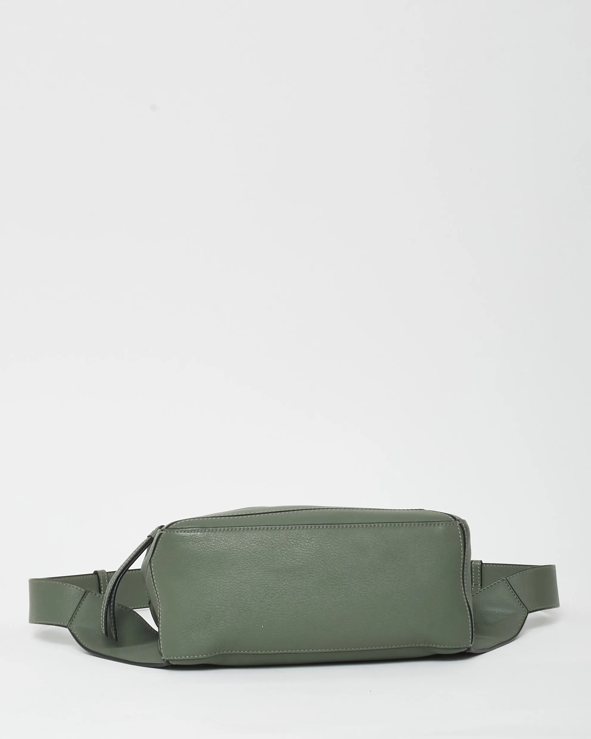Loewe Army Green Leather Small Puzzle Bum Bag