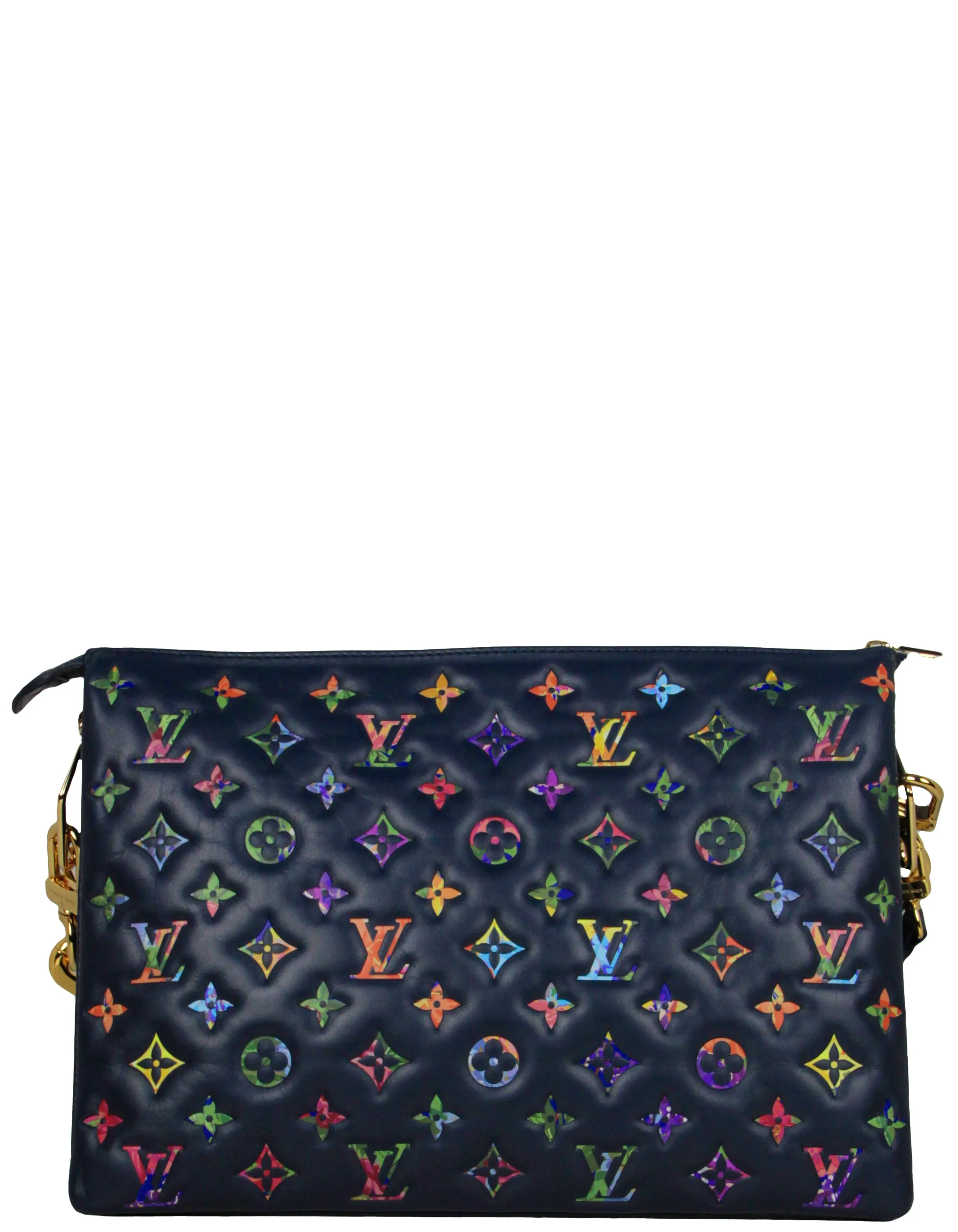 Louis Vuitton 2022 Blue Embossed Multicolor Floral Monogram Coussin MM Bag