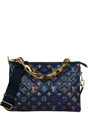 Louis Vuitton 2022 Blue Embossed Multicolor Floral Monogram Coussin MM Bag