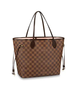 Louis Vuitton Brown Bag Neverfull Mm Damier Ebene Tote Rose Ballerine Pink