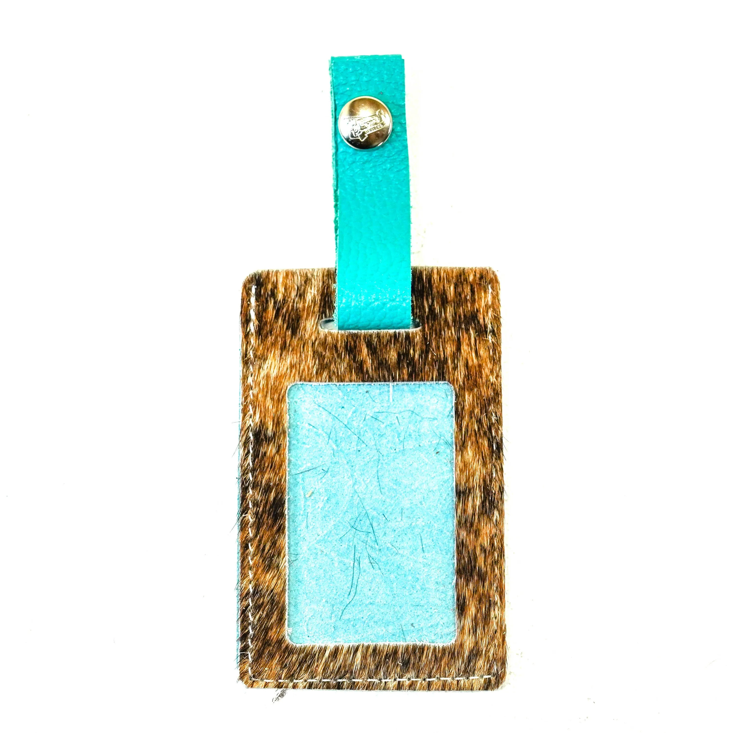 Luggage Tag - Brindle w/ Turquoise Denver Tool