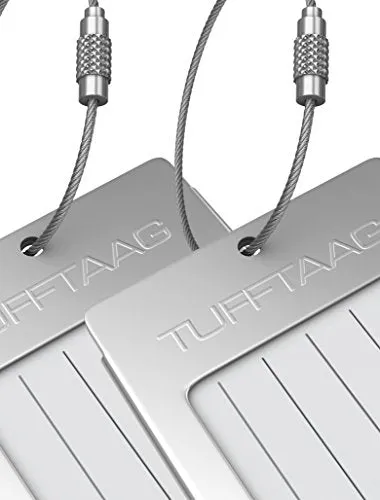 Luggage Tags Business Card Holder TUFFTAAG PAIR Travel ID Bag Tag - Stainless Steel
