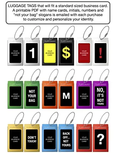 Luggage Tags Business Card Holder TUFFTAAG PAIR Travel ID Bag Tag - Stainless Steel