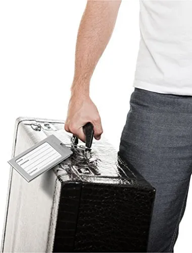 Luggage Tags Business Card Holder TUFFTAAG PAIR Travel ID Bag Tag - Stainless Steel