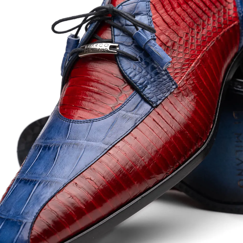 Marco Di Milano Moncalieri Navy/Red Genuine Alligator and Cobra Skin Dress Shoe