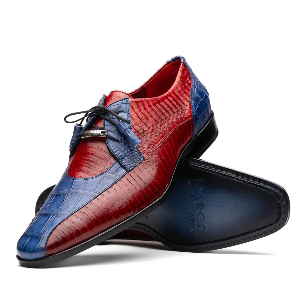 Marco Di Milano Moncalieri Navy/Red Genuine Alligator and Cobra Skin Dress Shoe