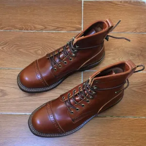 Men Shoes Lace-Up Genuine Cow Leather Ankle Boots