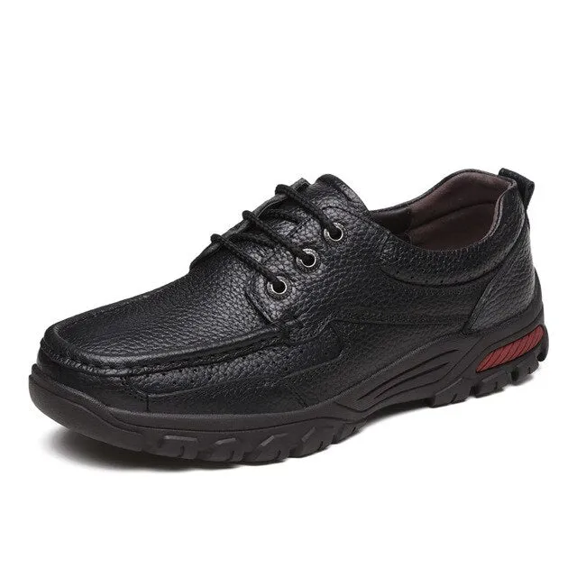 Men Shoes Spring Genuine Leather Shoes Plus Velvet In Winter Men Business Casual Office Formal Leather Shoes Man Dad Flats