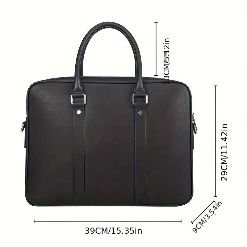 Men's Cowhide Leather Briefcase Business Handbag Large Capacity