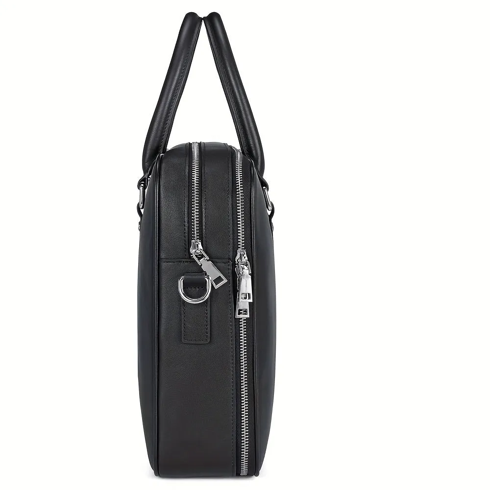 Men's Cowhide Leather Briefcase Business Handbag Large Capacity