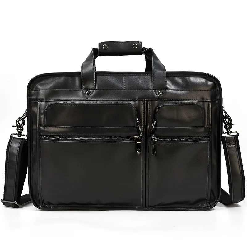 Men's Leather Briefcase Large Business Bag Dark Brown