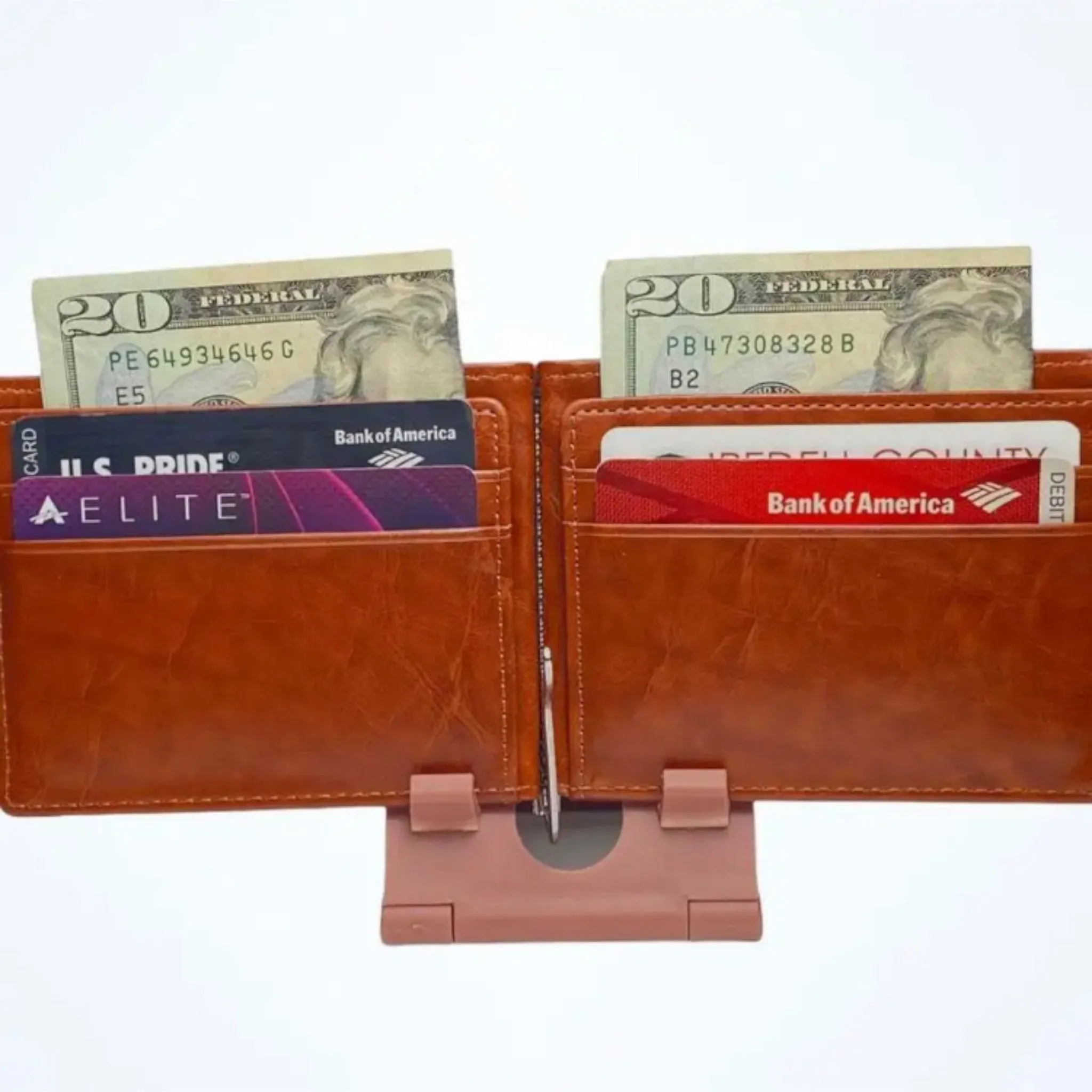 Men's Money Clip Coin Pocket Card Slots Metal Clamp Wallet