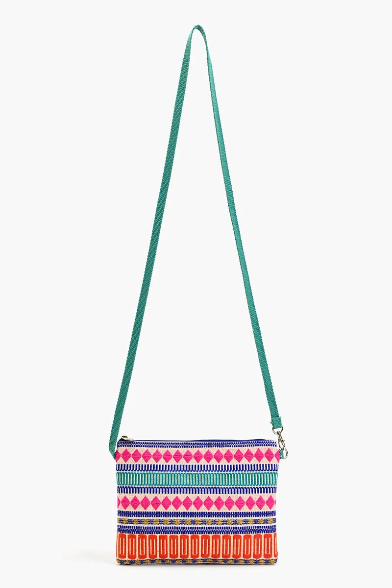 Mexican Striped Spring Top Zip Clutch