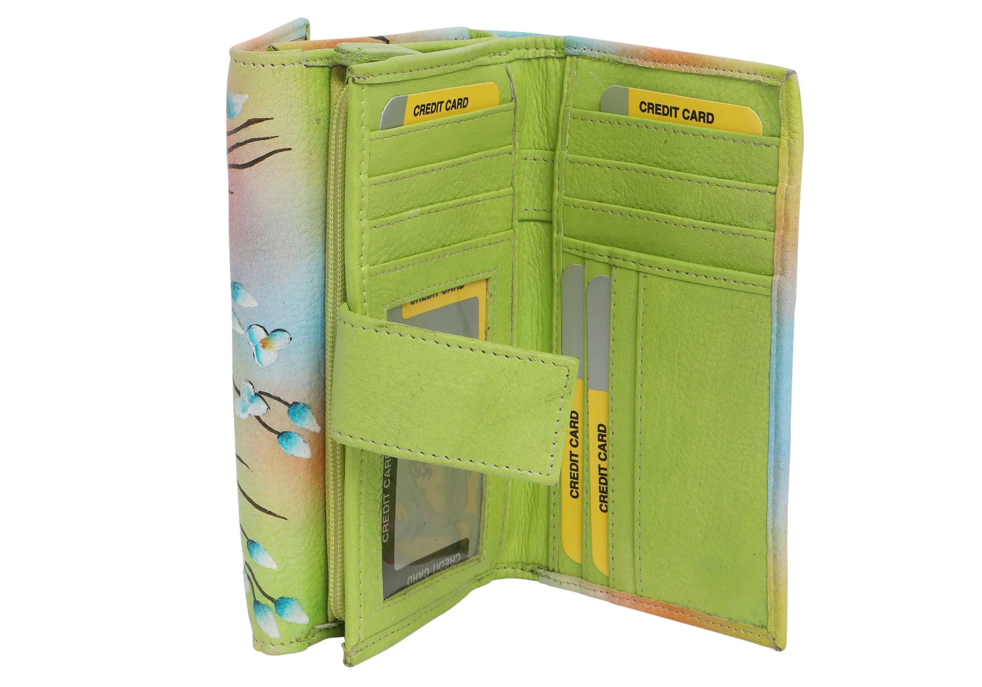 Modapelle Womens Leather Hand Painted Wallet 2193