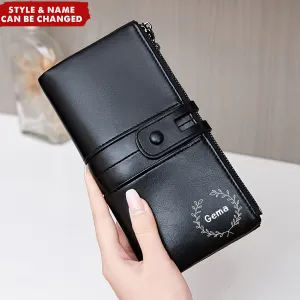 Multi-Card Bit Double Zipper Personalized Clutch Purse Wallet