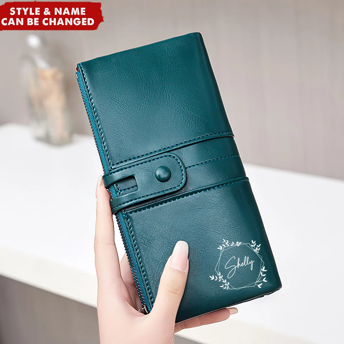 Multi-Card Bit Double Zipper Personalized Clutch Purse Wallet