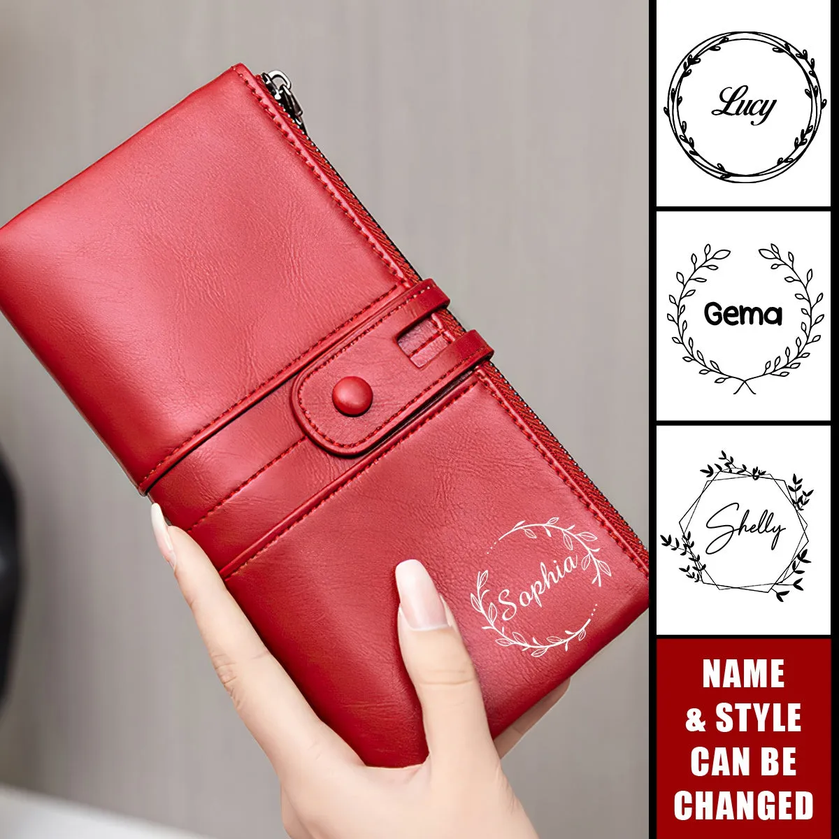 Multi-Card Bit Double Zipper Personalized Clutch Purse Wallet