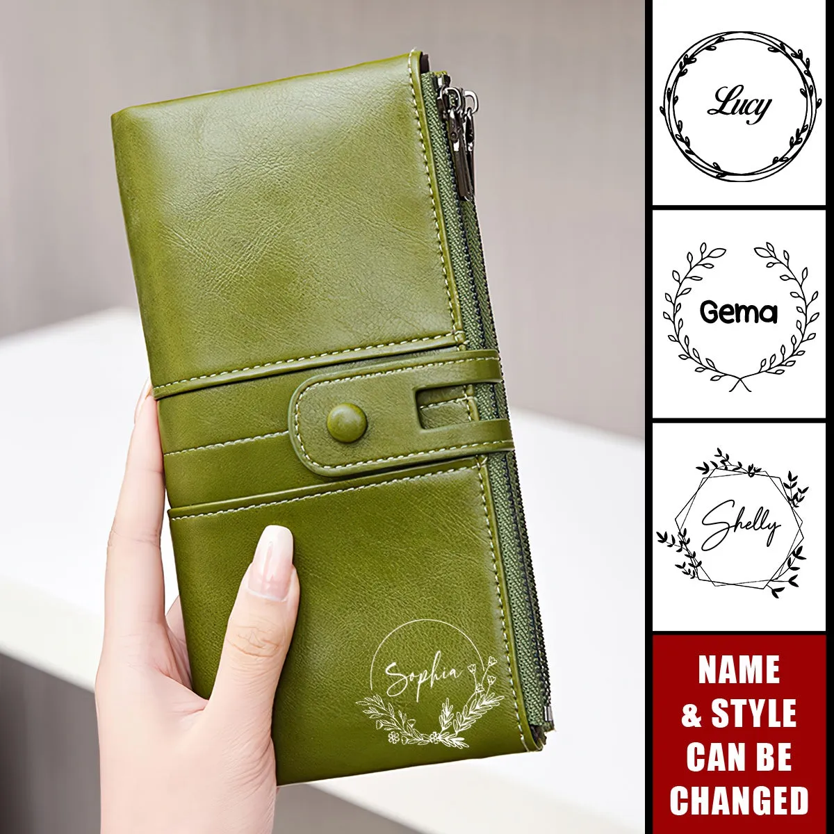 Multi-Card Bit Double Zipper Personalized Clutch Purse Wallet