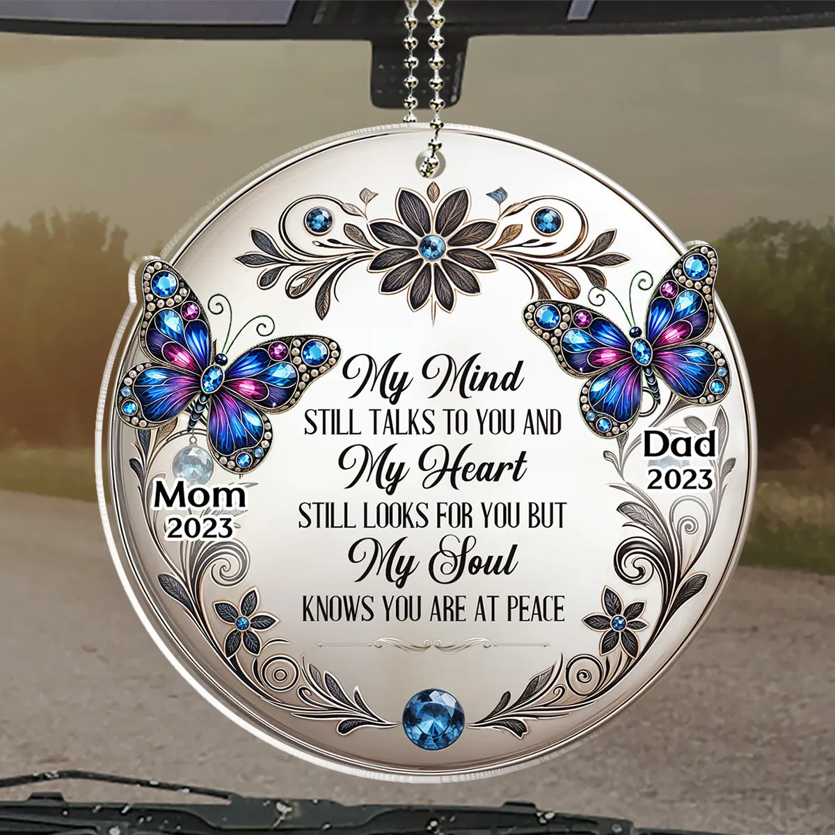 My Mind My Heart My Soul Butterfly - Personalized Custom Car Ornament