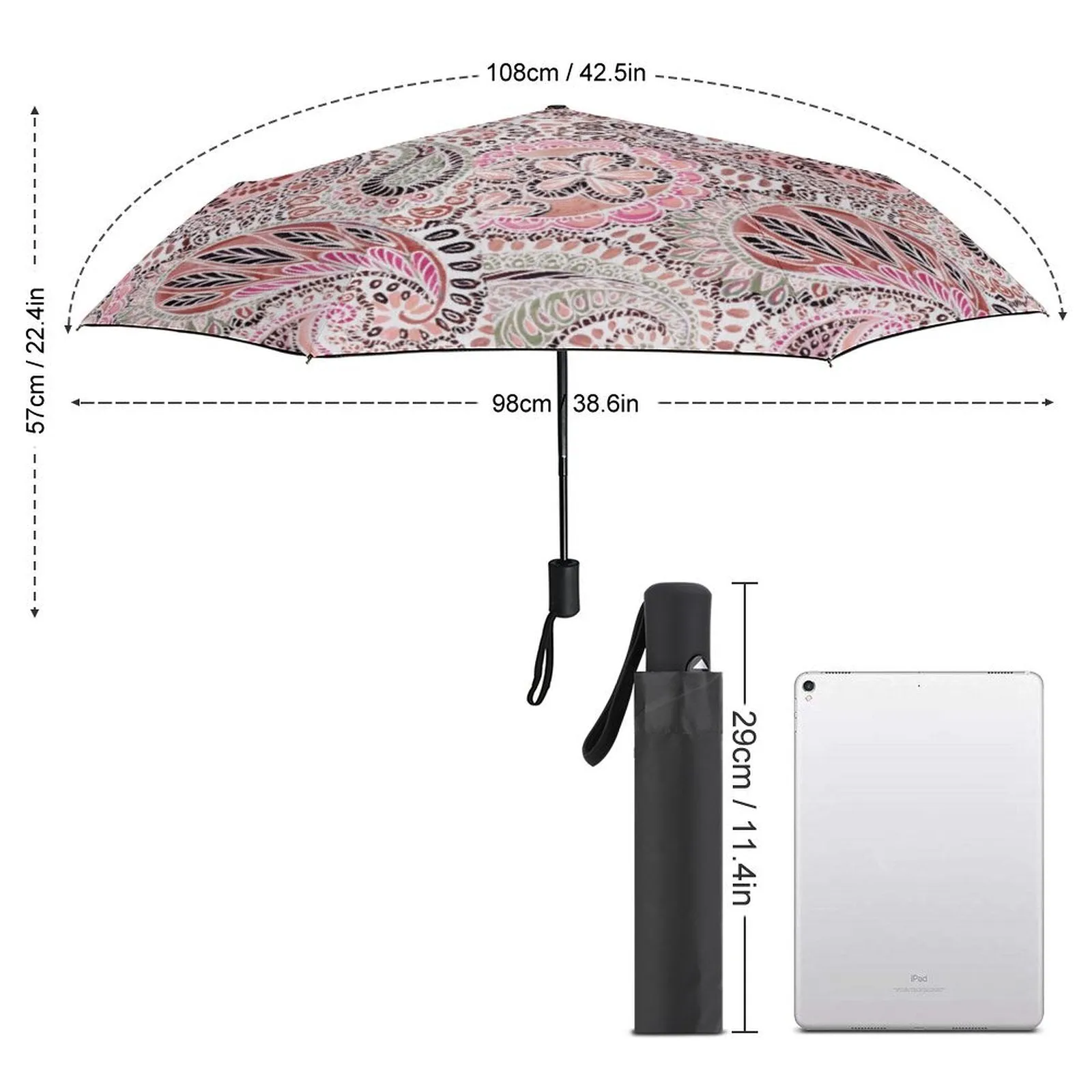MyArtsyGift - 3 Folds Auto Open Close Umbrella Travel Umbrellas for Rain Sun Outdoor Protection Windproof Gifts for Men Women Family Friends