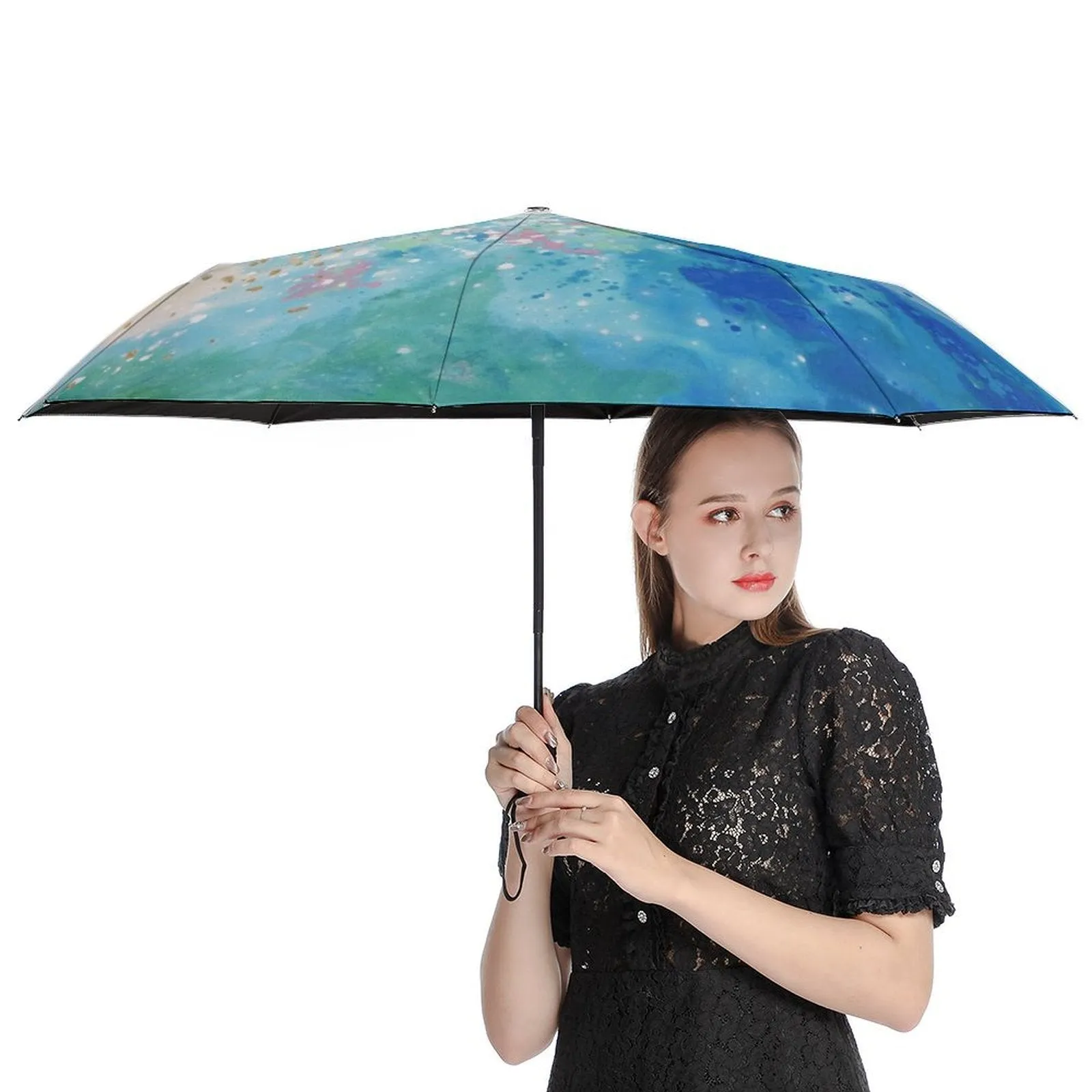 MyArtsyGift - 3 Folds Auto Open Close Umbrella Travel Umbrellas for Rain Sun Outdoor Protection Windproof Gifts for Men Women Family Friends