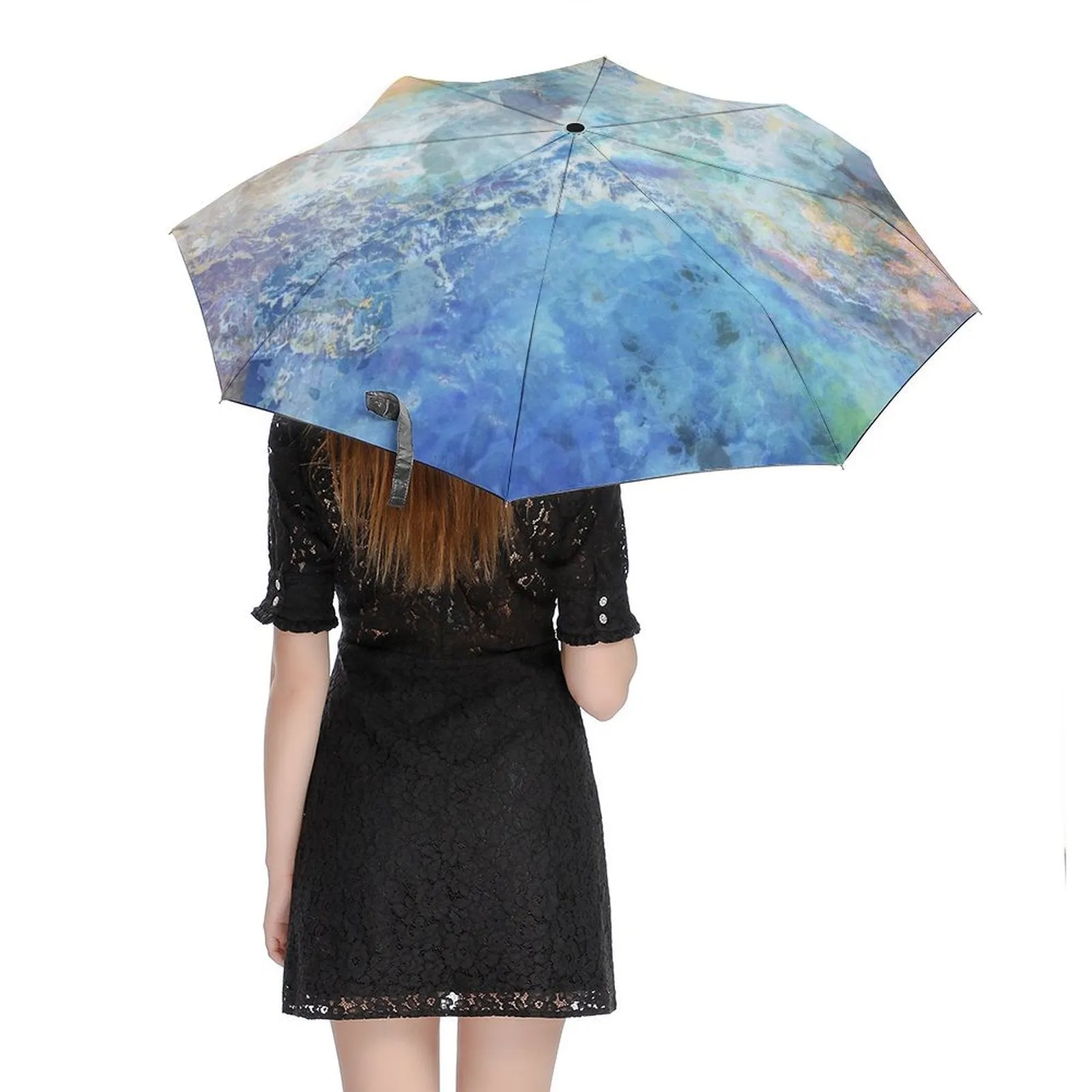 MyArtsyGift - 3 Folds Auto Open Close Umbrella Travel Umbrellas for Rain Sun Outdoor Protection Windproof Gifts for Men Women Family Friends