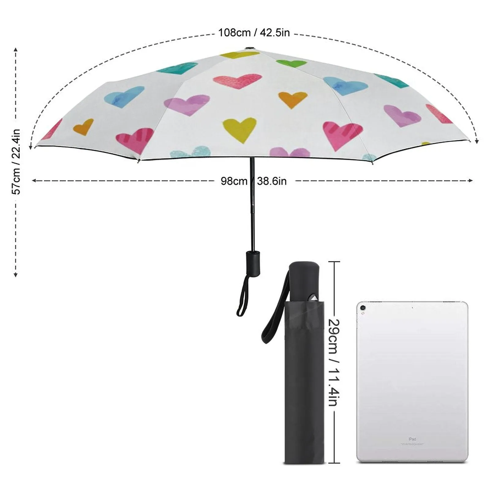 MyArtsyGift - 3 Folds Auto Open Close Umbrella Travel Umbrellas for Rain Sun Outdoor Protection Windproof Gifts for Men Women Family Friends