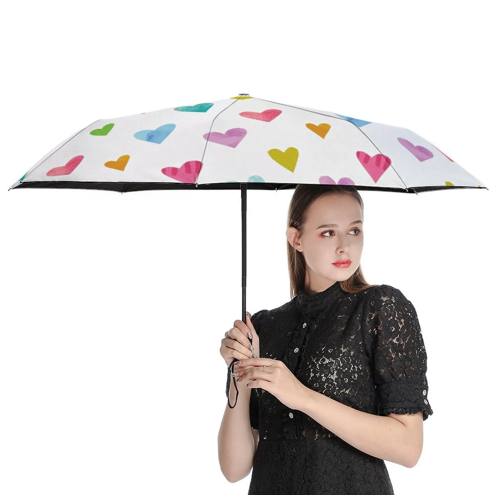 MyArtsyGift - 3 Folds Auto Open Close Umbrella Travel Umbrellas for Rain Sun Outdoor Protection Windproof Gifts for Men Women Family Friends