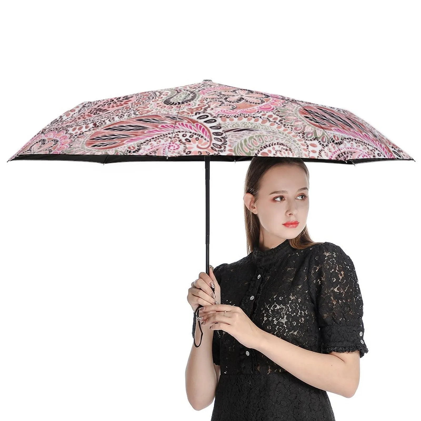 MyArtsyGift - 3 Folds Auto Open Close Umbrella Travel Umbrellas for Rain Sun Outdoor Protection Windproof Gifts for Men Women Family Friends