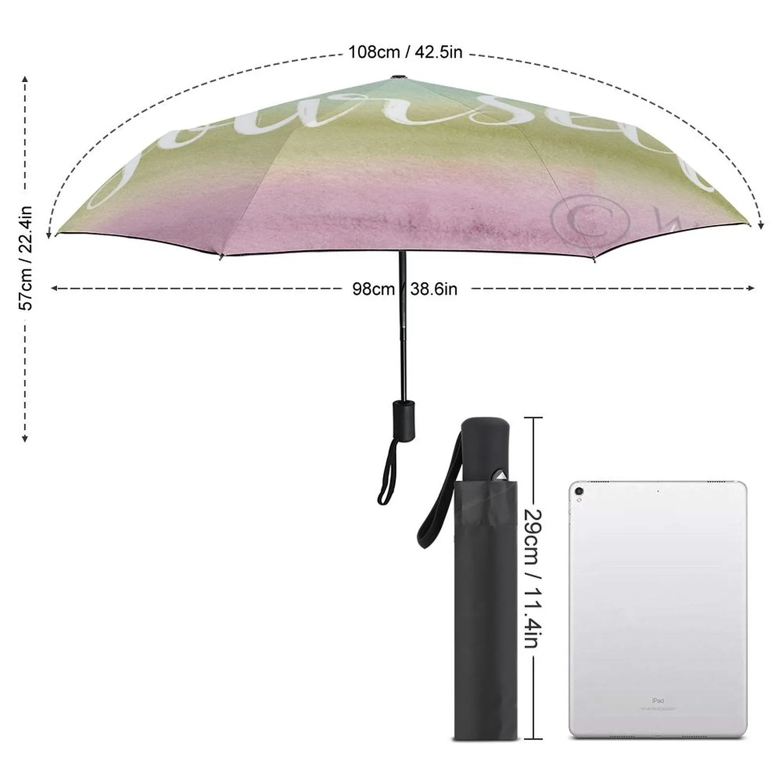 MyArtsyGift - 3 Folds Auto Open Close Umbrella Travel Umbrellas for Rain Sun Outdoor Protection Windproof Gifts for Men Women Family Friends