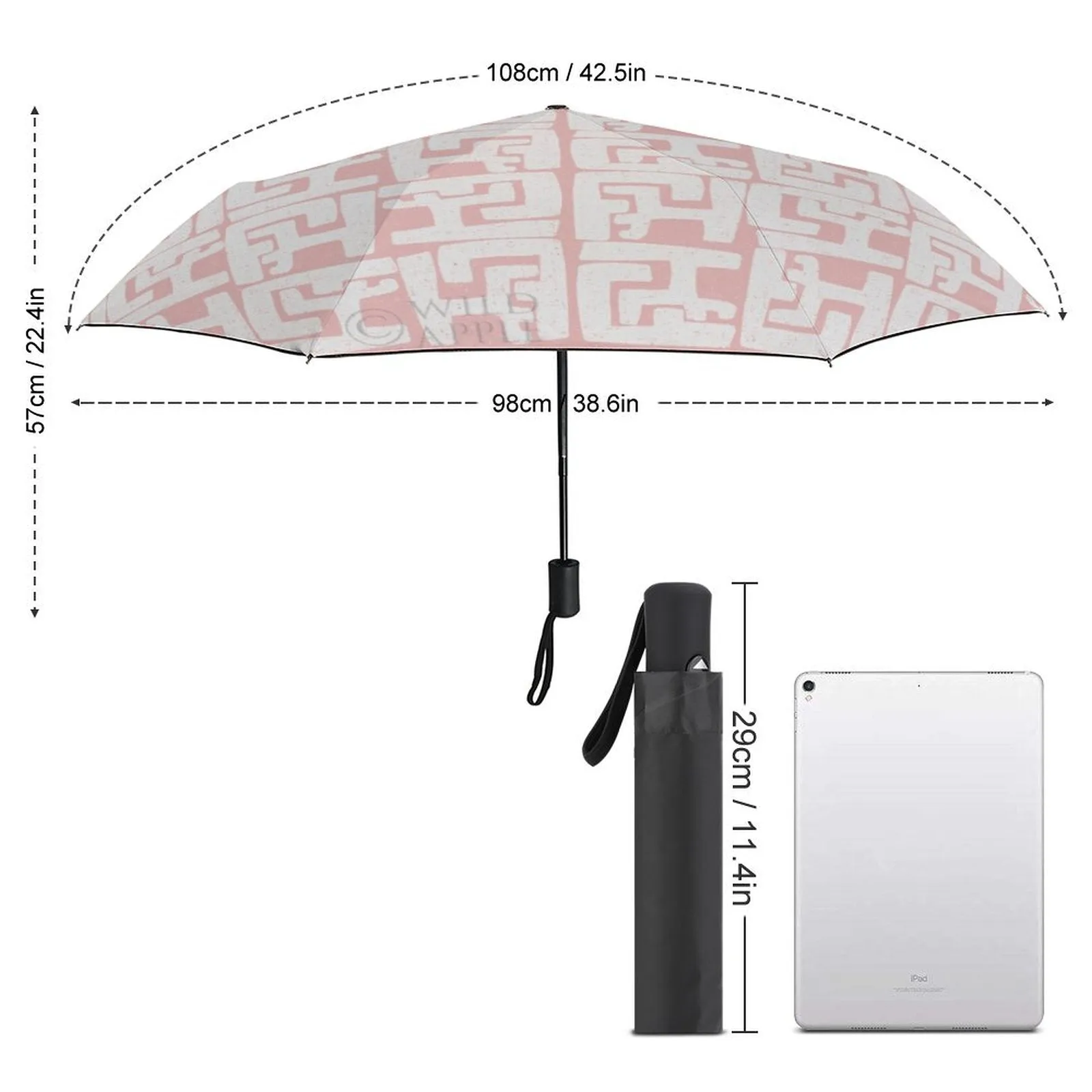 MyArtsyGift - 3 Folds Auto Open Close Umbrella Travel Umbrellas for Rain Sun Outdoor Protection Windproof Gifts for Men Women Family Friends