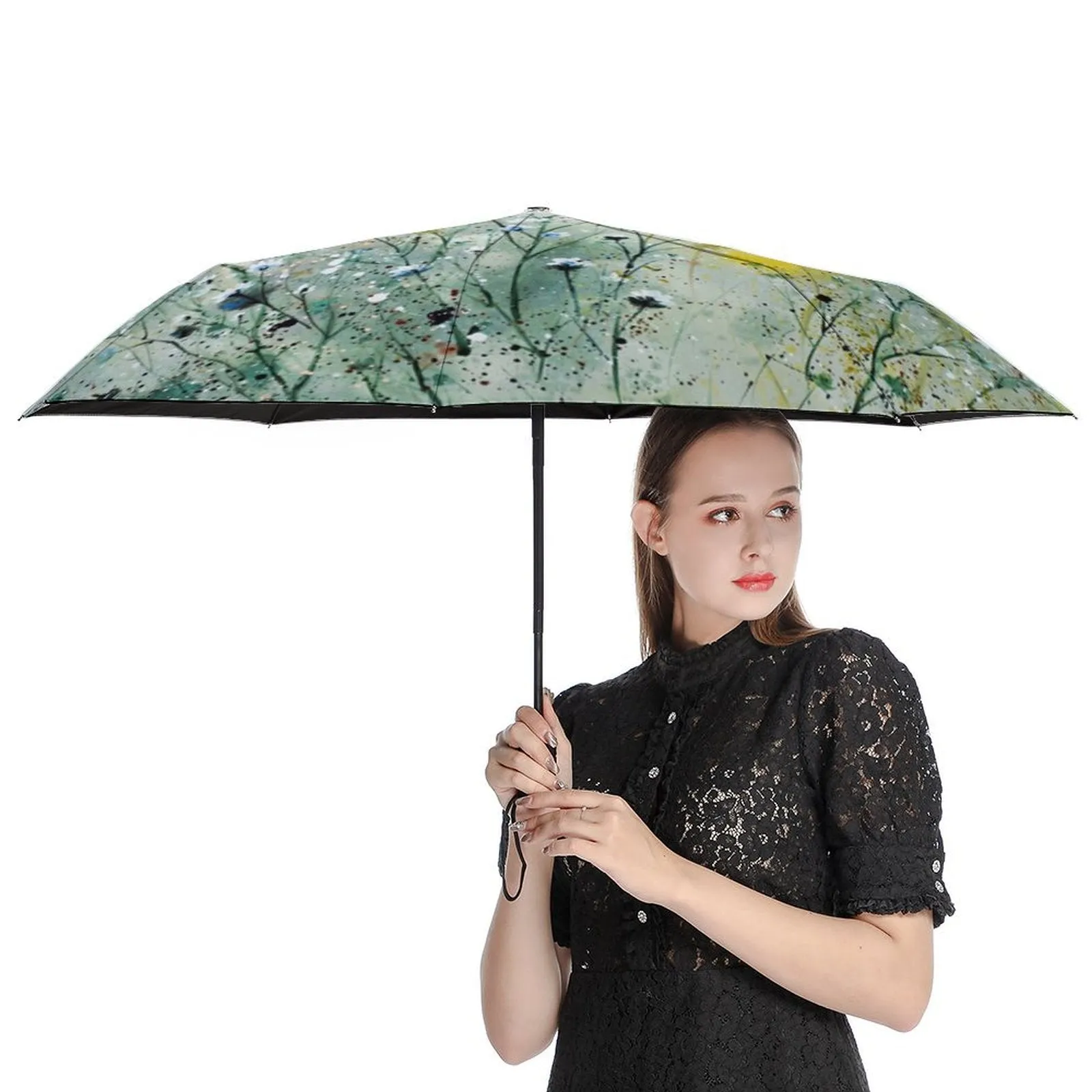 MyArtsyGift - 3 Folds Auto Open Close Umbrella Travel Umbrellas for Rain Sun Outdoor Protection Windproof Gifts for Men Women Family Friends