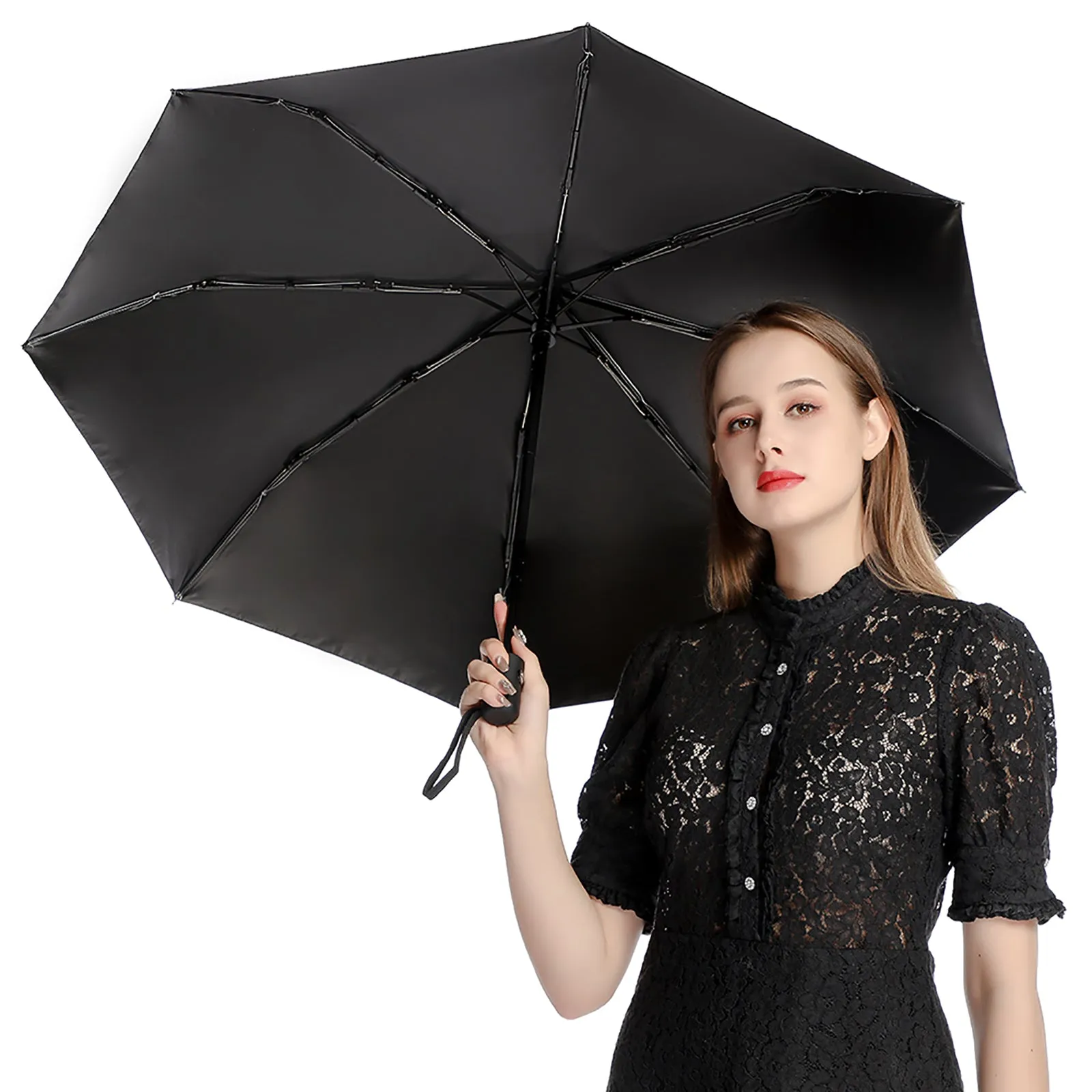 MyArtsyGift - 3 Folds Auto Open Close Umbrella Travel Umbrellas for Rain Sun Outdoor Protection Windproof Gifts for Men Women Family Friends
