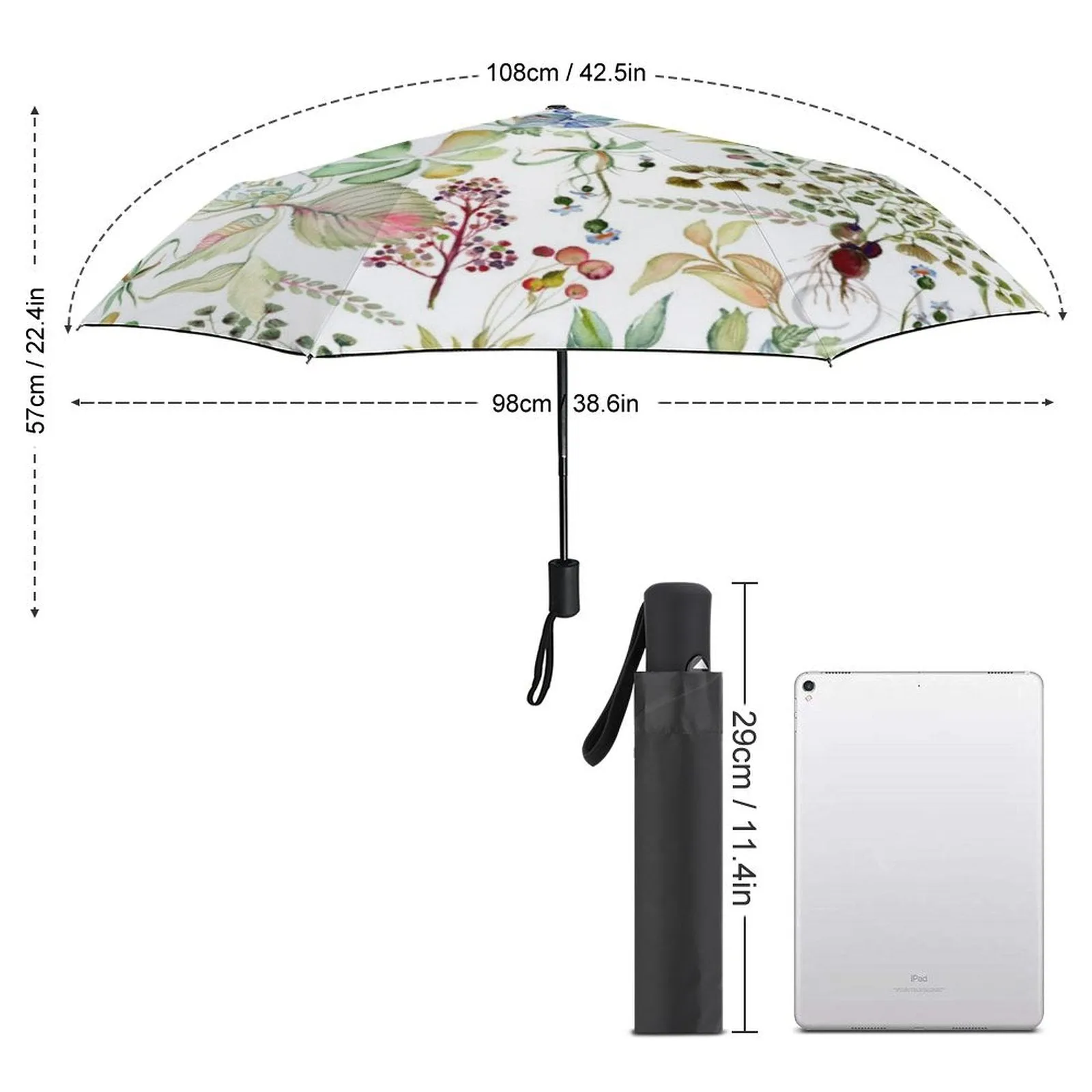 MyArtsyGift - 3 Folds Auto Open Close Umbrella Travel Umbrellas for Rain Sun Outdoor Protection Windproof Gifts for Men Women Family Friends