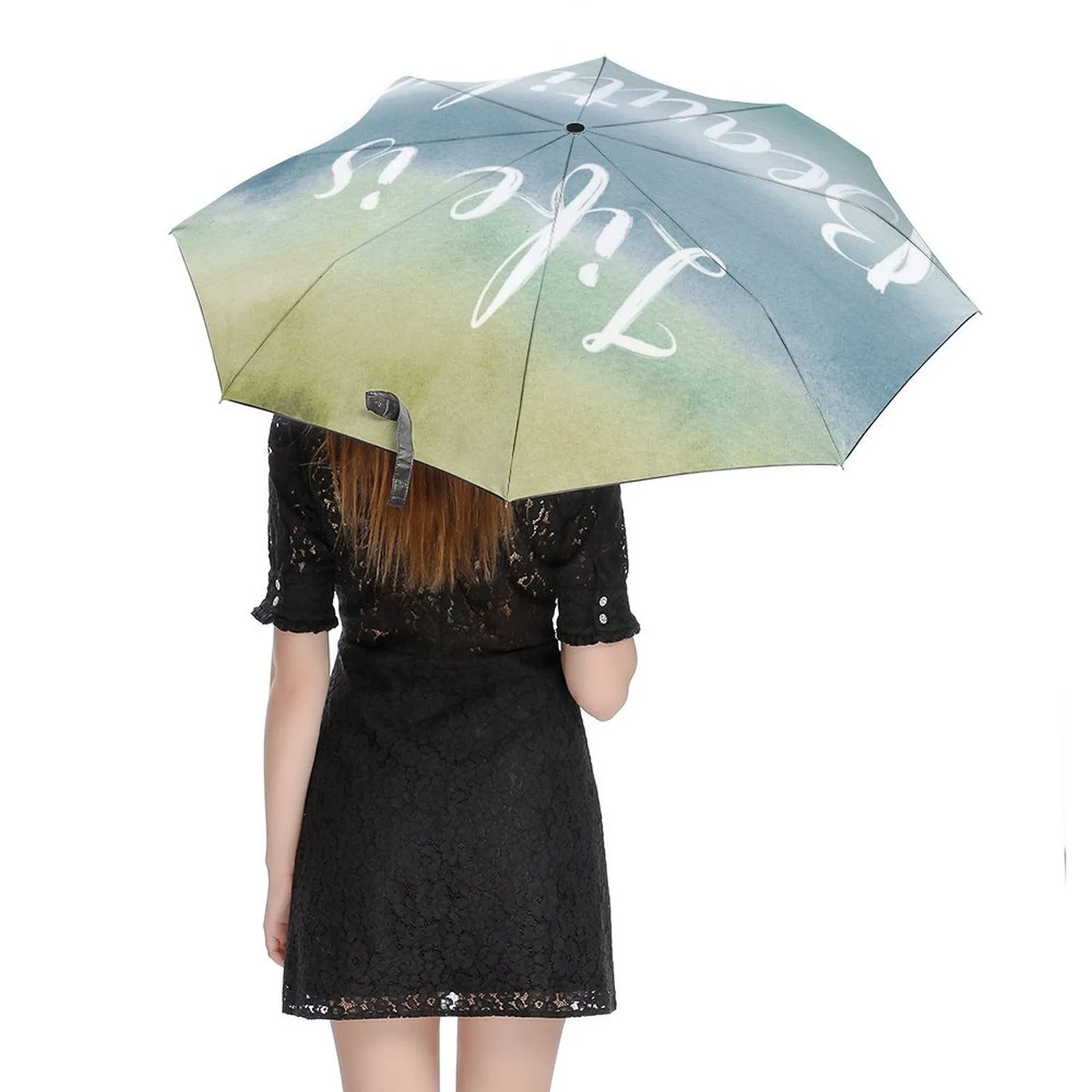 MyArtsyGift - 3 Folds Auto Open Close Umbrella Travel Umbrellas for Rain Sun Outdoor Protection Windproof Gifts for Men Women Family Friends