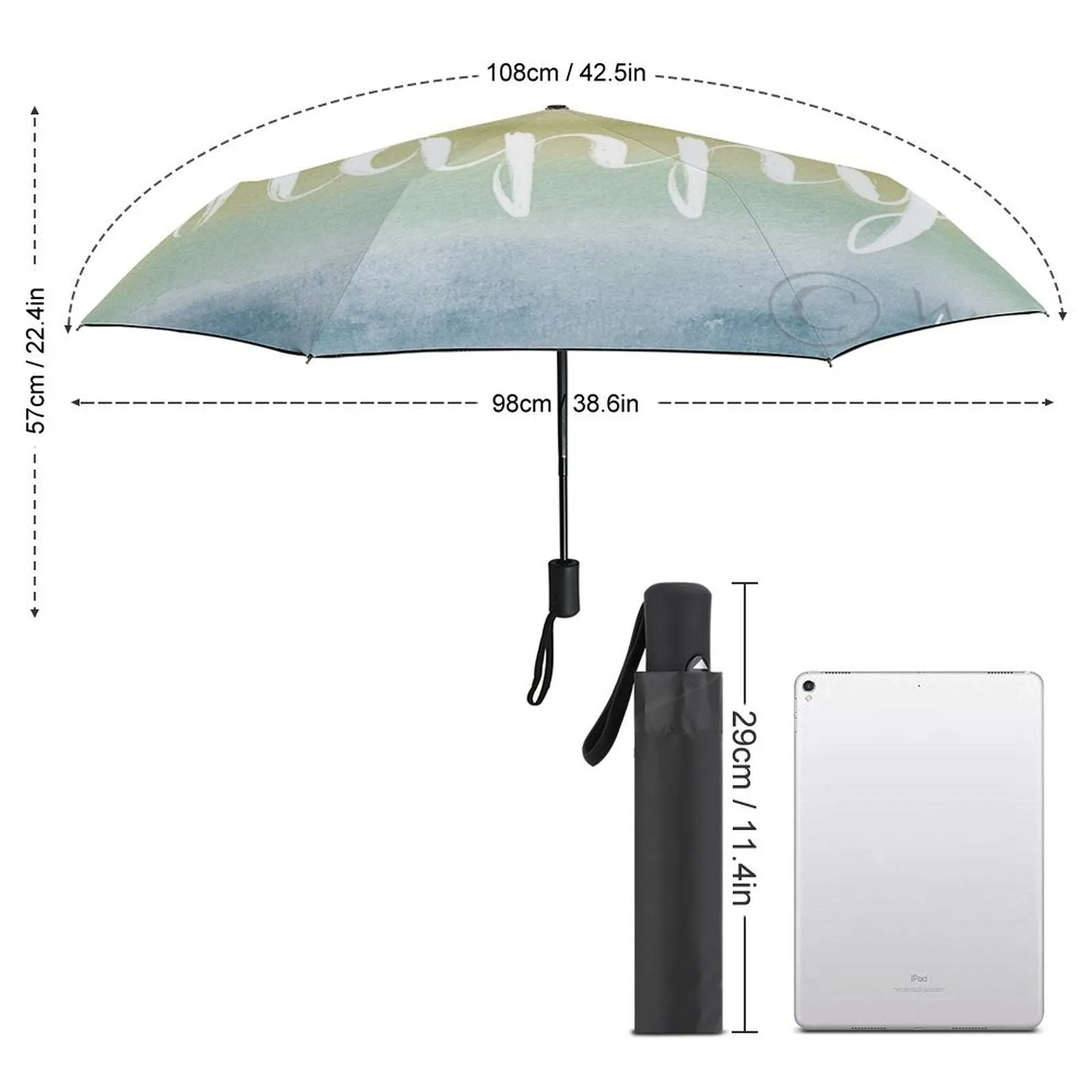 MyArtsyGift - 3 Folds Auto Open Close Umbrella Travel Umbrellas for Rain Sun Outdoor Protection Windproof Gifts for Men Women Family Friends