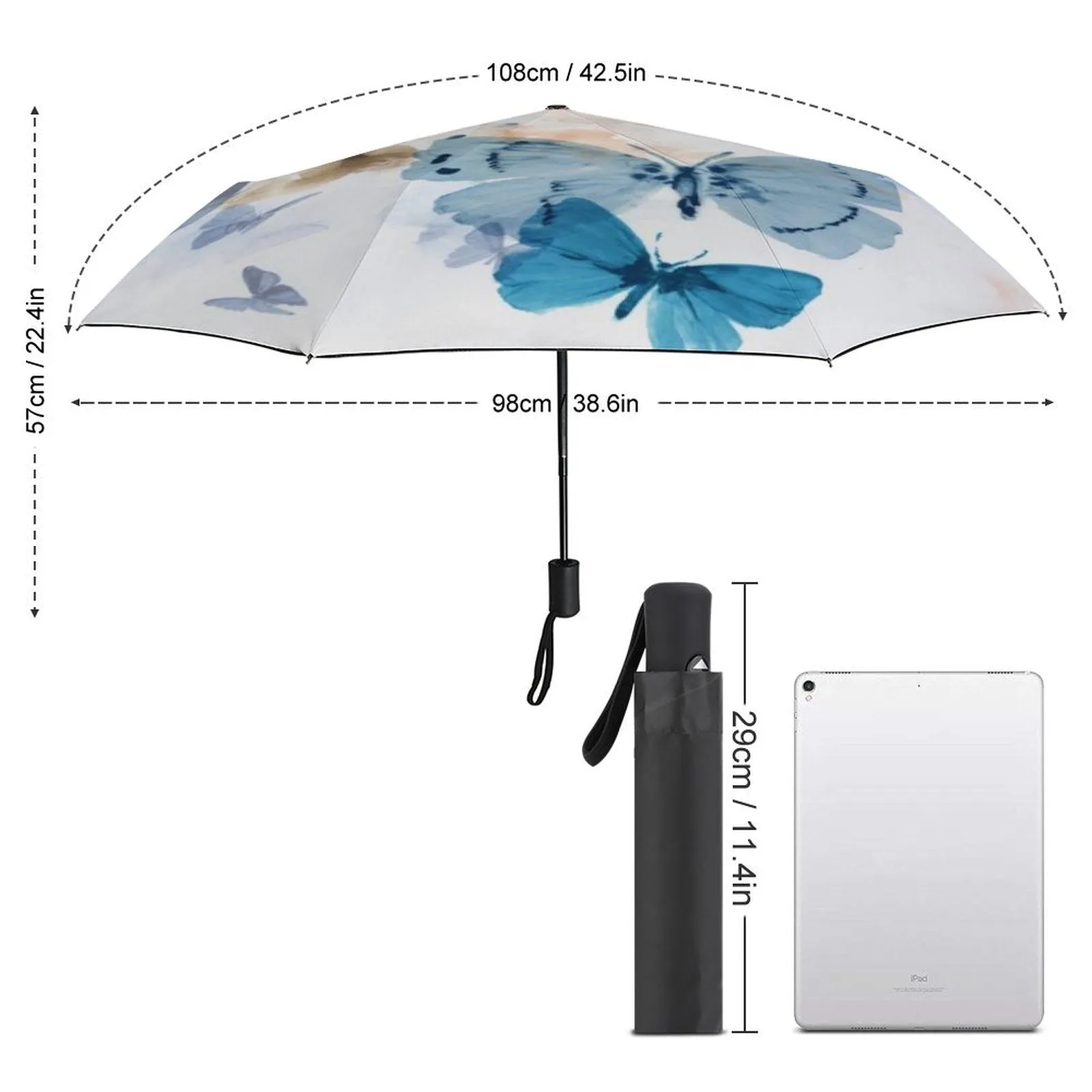 MyArtsyGift - 3 Folds Auto Open Close Umbrella Travel Umbrellas for Rain Sun Outdoor Protection Windproof Gifts for Men Women Family Friends