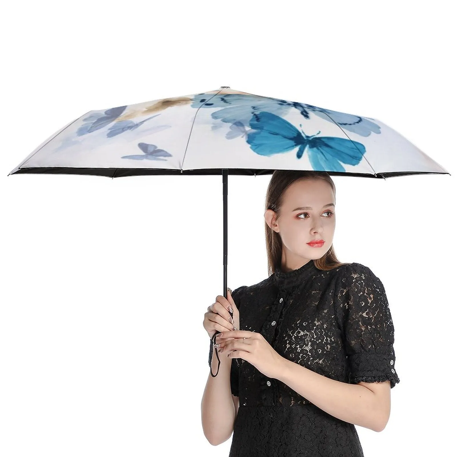 MyArtsyGift - 3 Folds Auto Open Close Umbrella Travel Umbrellas for Rain Sun Outdoor Protection Windproof Gifts for Men Women Family Friends