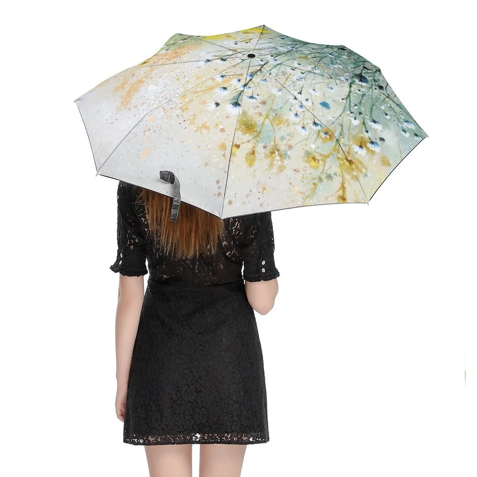 MyArtsyGift - 3 Folds Auto Open Close Umbrella Travel Umbrellas for Rain Sun Outdoor Protection Windproof Gifts for Men Women Family Friends