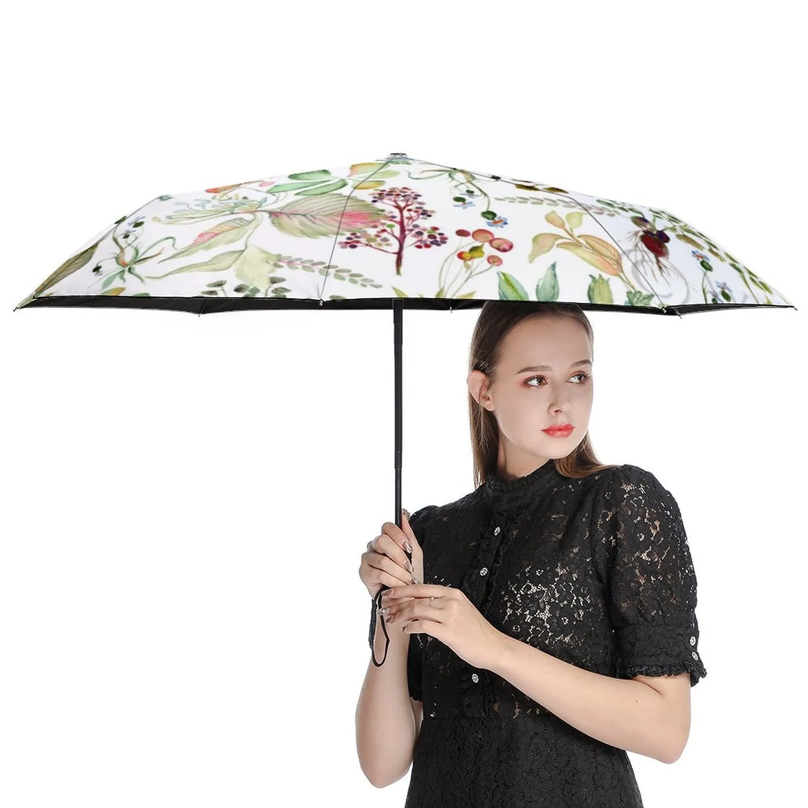 MyArtsyGift - 3 Folds Auto Open Close Umbrella Travel Umbrellas for Rain Sun Outdoor Protection Windproof Gifts for Men Women Family Friends