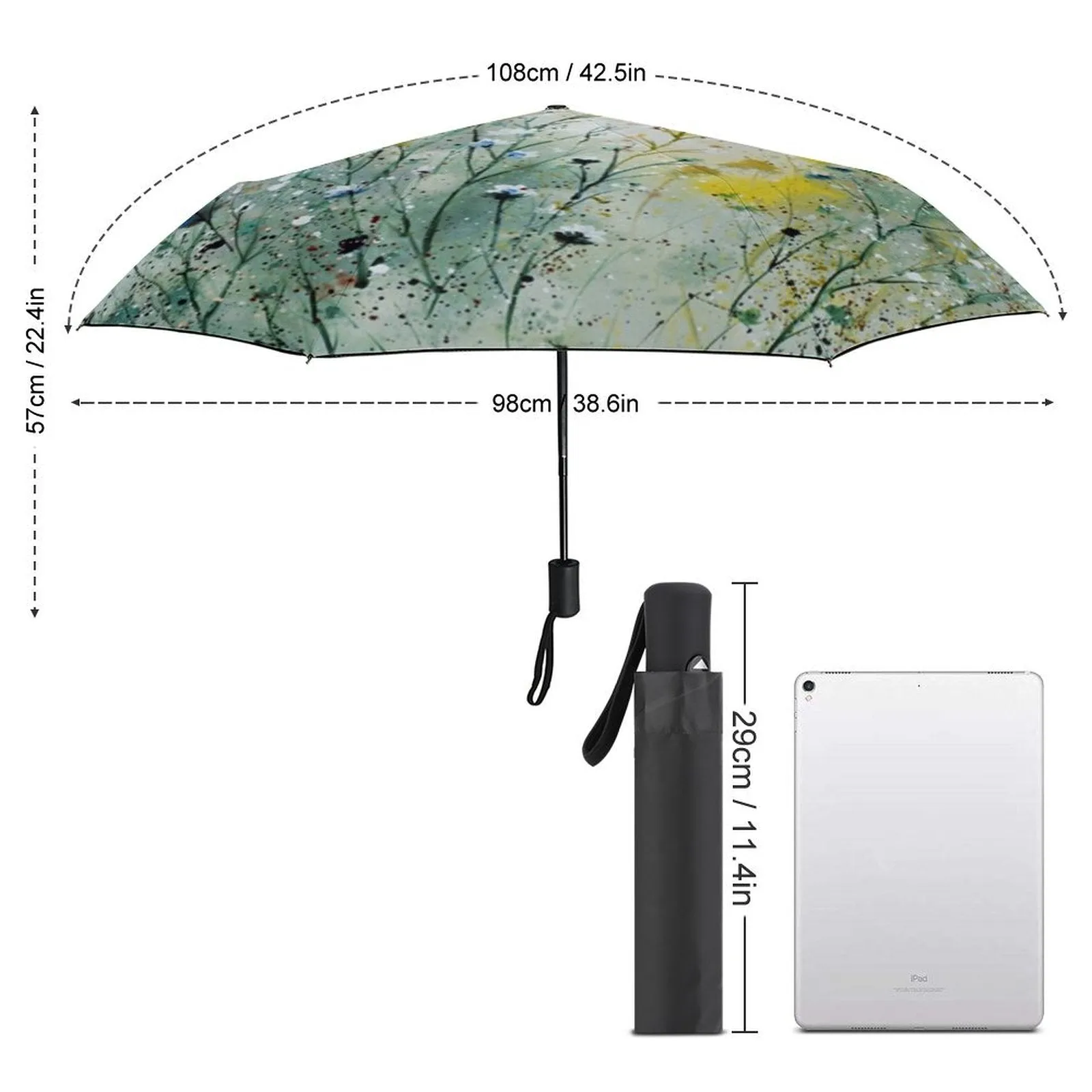 MyArtsyGift - 3 Folds Auto Open Close Umbrella Travel Umbrellas for Rain Sun Outdoor Protection Windproof Gifts for Men Women Family Friends