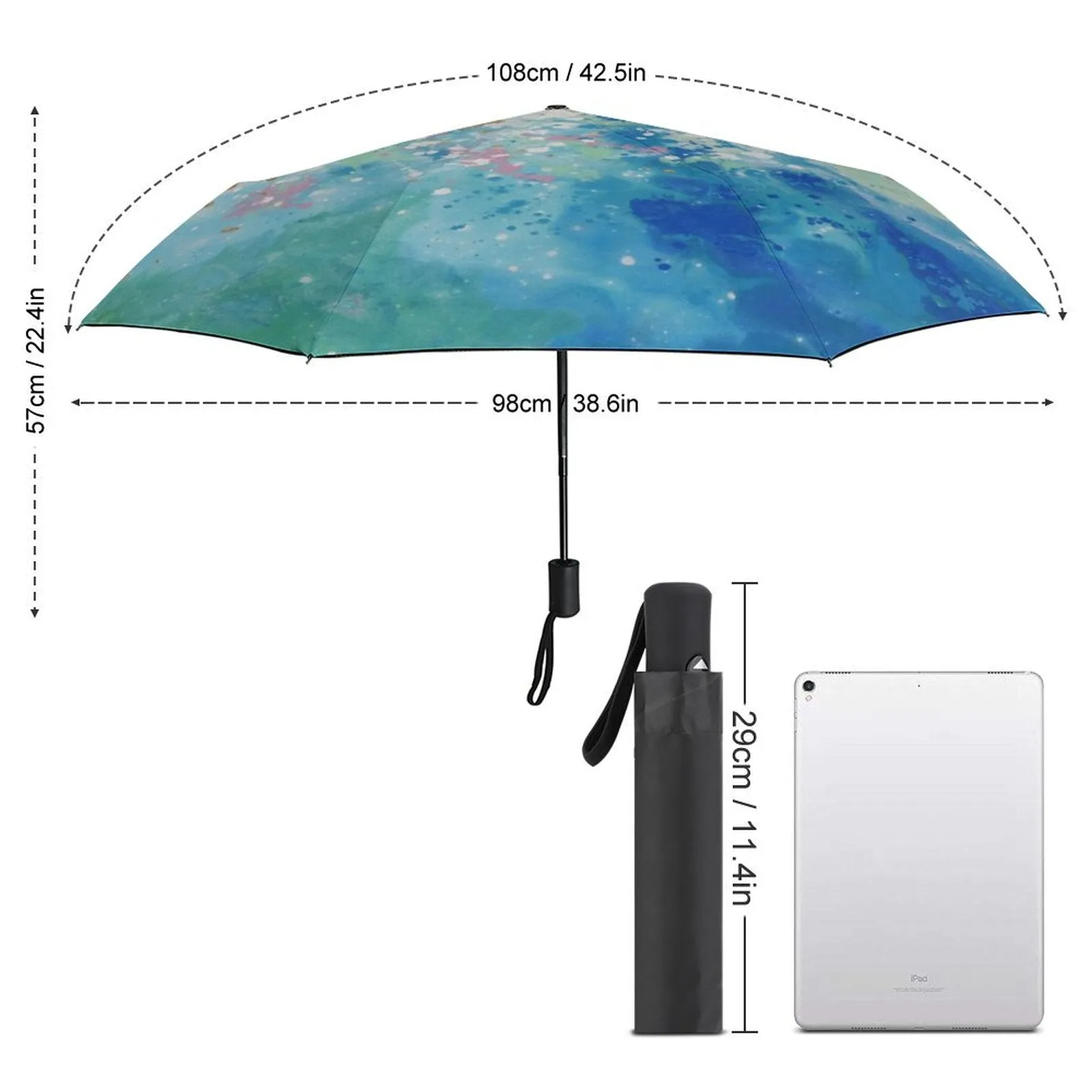 MyArtsyGift - 3 Folds Auto Open Close Umbrella Travel Umbrellas for Rain Sun Outdoor Protection Windproof Gifts for Men Women Family Friends