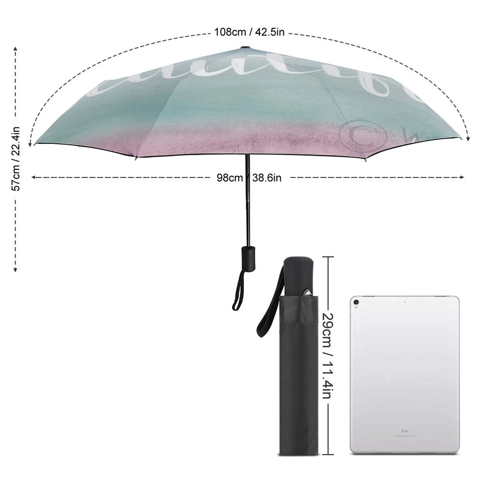 MyArtsyGift - 3 Folds Auto Open Close Umbrella Travel Umbrellas for Rain Sun Outdoor Protection Windproof Gifts for Men Women Family Friends